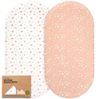 Keababies 2-pack Isla Fitted Bassinet Sheets In Butterflies