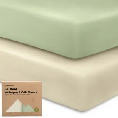 Keababies 2-pack Isla [protect+] Waterproof Crib Sheets In Green
