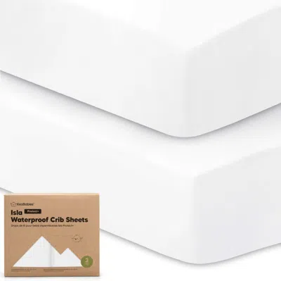 Keababies 2-pack Isla [protect+] Waterproof Crib Sheets In Soft White
