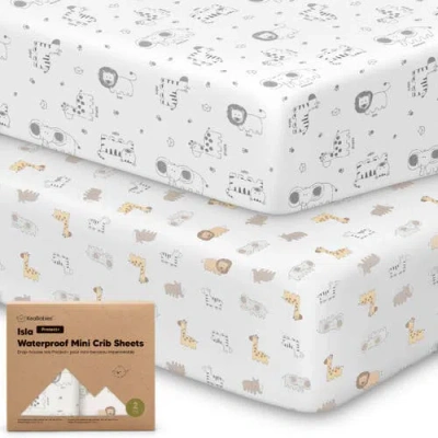 Keababies 2-pack Isla [protect+] Waterproof Mini Crib Sheets In White