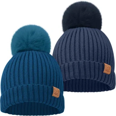 Keababies Kids'  2-pack Pom Knitted Beanie In Cobalt