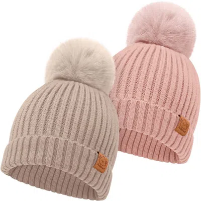 Keababies Babies' 2-pack Pom Knitted Beanie In Fawn