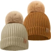 Keababies Kids'  2-pack Pom Knitted Beanie In Latte