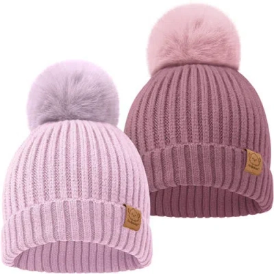 Keababies Kids'  2-pack Pom Knitted Beanie In Regalia