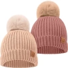 Keababies Kids'  2-pack Pom Knitted Beanie In Tea Rose
