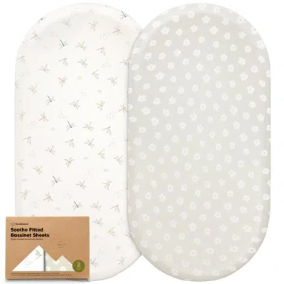 Keababies 2-pack Soothe Fitted Bassinet Sheets In Meadow