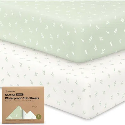 Keababies 2-pack Soothe [protect+] Waterproof Crib Sheets In Green