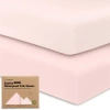 Keababies 2-pack Soothe [protect+] Waterproof Crib Sheets In Mist Rose