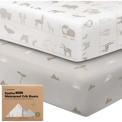 Keababies 2-pack Soothe [protect+] Waterproof Crib Sheets In Neutral