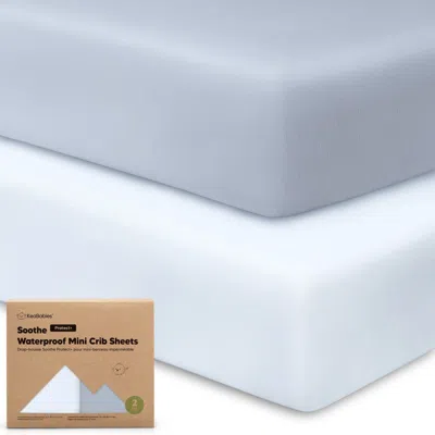 Keababies 2-pack Soothe [protect+] Waterproof Mini Crib Sheets In Blue Flax