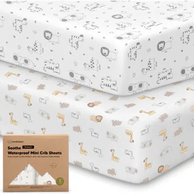 Keababies 2-pack Soothe [protect+] Waterproof Mini Crib Sheets In Keasafari