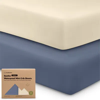 Keababies 2-pack Soothe [protect+] Waterproof Mini Crib Sheets In Maritime