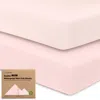 Keababies 2-pack Soothe [protect+] Waterproof Mini Crib Sheets In Mist Rose