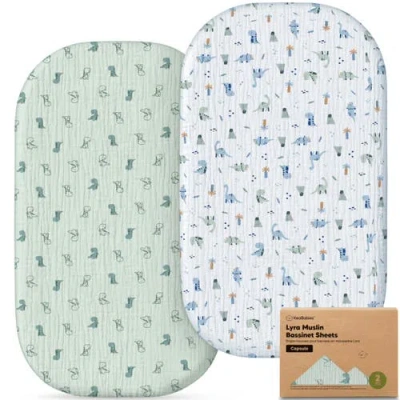 Keababies 2-pack Lyra Muslin Bassinet Sheets In Blue