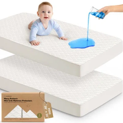 Keababies 2-pack Mavy Protect+ Waterproof Mini Crib Mattress Protector In White