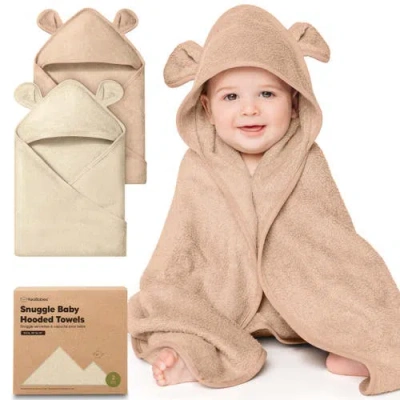 Keababies 2-pack Snuggle Hooded Towels In White