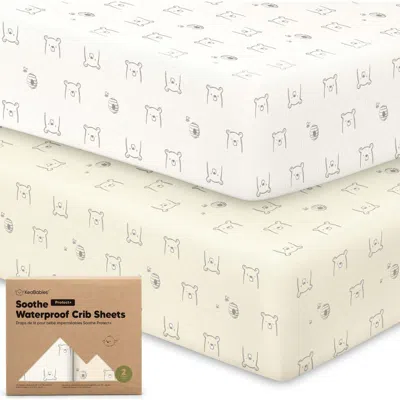 Keababies 2-pack Soothe [protect+] Waterproof Crib Sheets In Bumble Bear