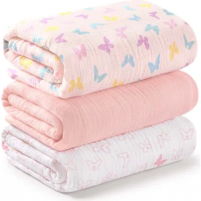 Keababies 3-pack Lyra Muslin Swaddle Blankets In Pink