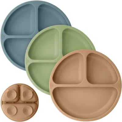 Keababies 3-pack Prep Silicone Suction Plates In Desert