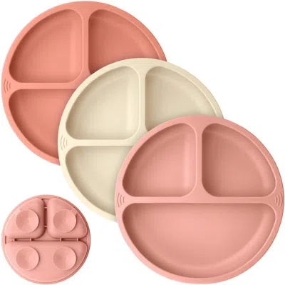 Keababies 3-pack Prep Silicone Suction Plates In Pink