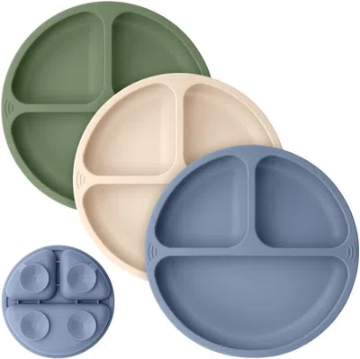 Keababies 3-pack Prep Silicone Suction Plates In Slate