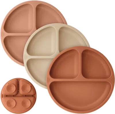 Keababies 3-pack Prep Silicone Suction Plates In Terracotta