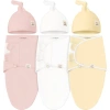 Keababies 3-pack Soothe Swaddle Wraps With Knot Hats In Daffodil