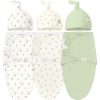 Keababies 3-pack Soothe Swaddle Wraps With Knot Hats In Fleur