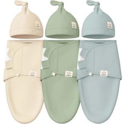 Keababies 3-pack Soothe Swaddle Wraps With Knot Hats In Multi