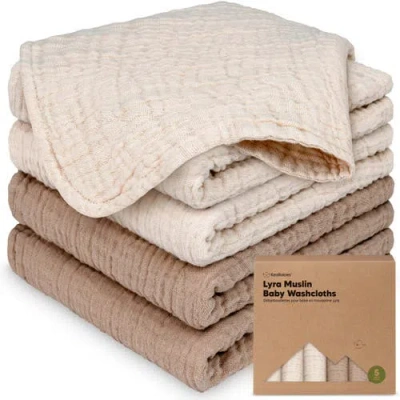 Keababies 5-pack Lyra Muslin Baby Washcloths In Brown