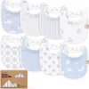 Keababies Kids'  8-pack Baby Drool Bibs In Blue