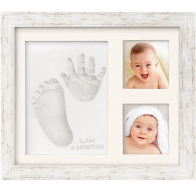 Keababies Kids'  Baby Handprint & Footprint Keepsake Solo Frame In Vintage White