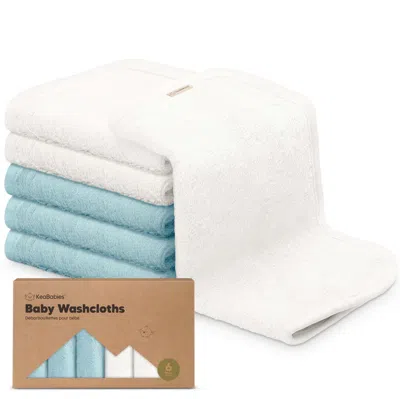 Keababies Deluxe Baby Washcloths In White/sky