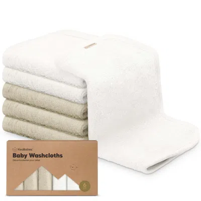 Keababies Deluxe Baby Washcloths In White/stone
