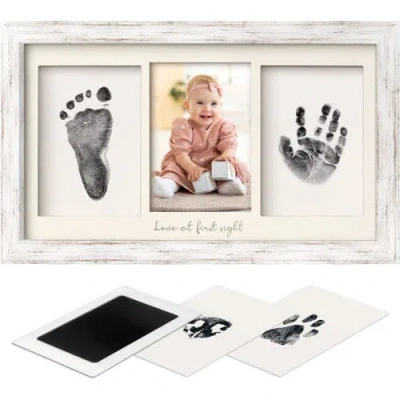 Keababies Kids'  Duo Clean Touch Inkless Hand & Footprint Frame Kit In Vintage White