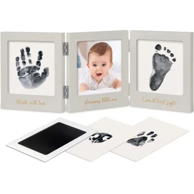 Keababies Fond Clean Touch Inkless Hand And Footprint Frame In Cloud Gray/gold