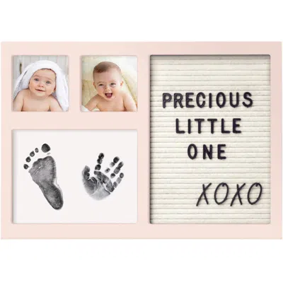 Keababies Heartfelt Clean Touch Inkless Hand & Footprint Frame Kit With Letterboard In Pink