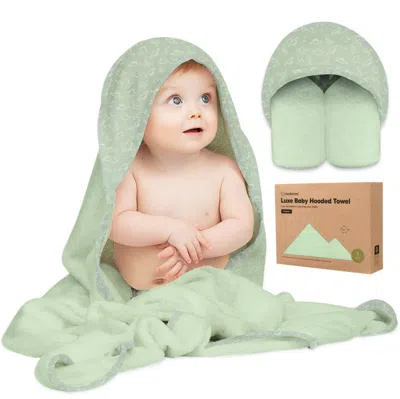 Keababies Luxe Baby Hooded Towel In Green