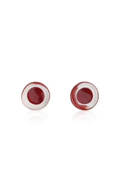 Keane Circle Glass Earrings In Red