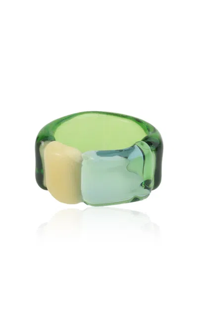 Keane Color Block Band Glass Ring In Green