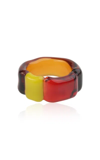 Keane Color Block Band Glass Ring In Multi