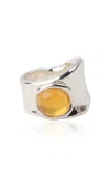 Keane Disc Cabochon Glass Ring In Yellow
