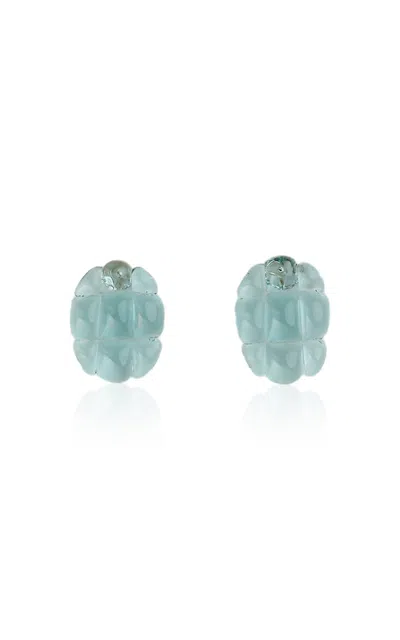 Keane Quilted Glass Earrings In Blue