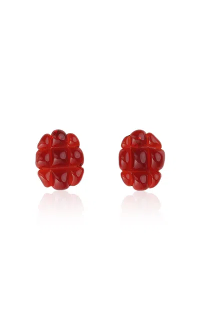 Keane Quilted Glass Earrings In Red
