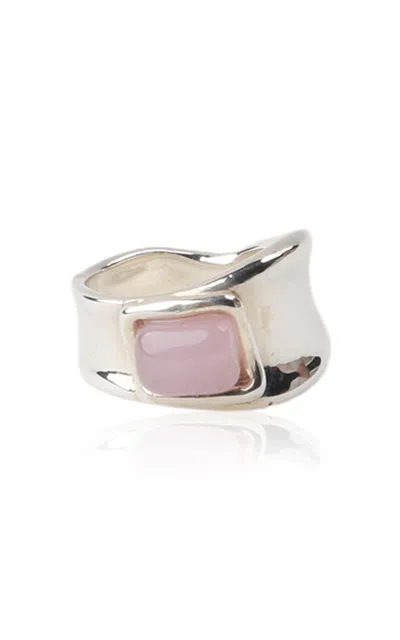 Keane Square Cabochon Glass Ring In Pink