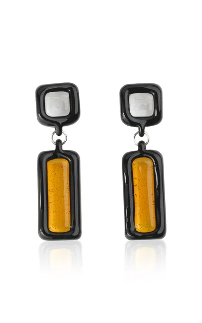 Keane Square Drop Glass Earrings In Orange