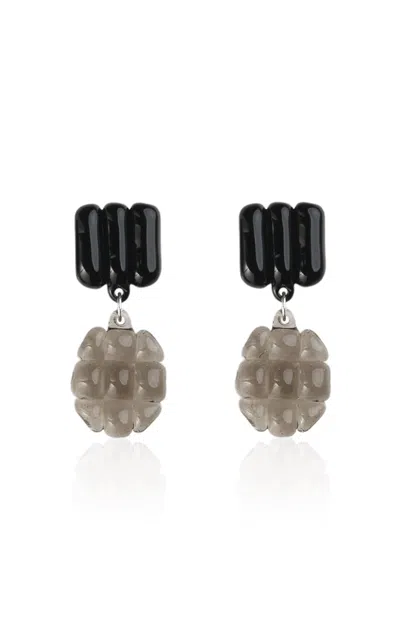 Keane Triple Bar Glass Drop Earrings In Black