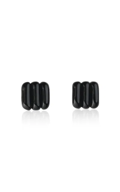 Keane Triple Bar Glass Earrings In Black