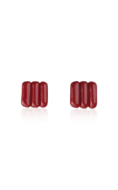 Keane Triple Bar Glass Earrings In Red