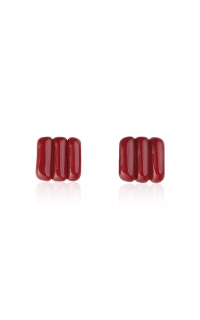 Keane Triple Bar Glass Earrings In Burgundy